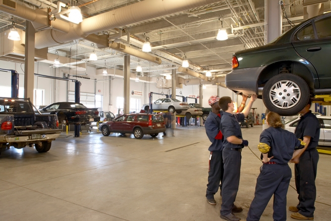 auto shop space in the technical high school