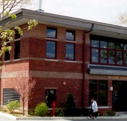 exterior image of the entrance of the Worcester Academy Student Center