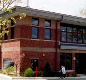 exterior image of the entrance of the Worcester Academy Student Center