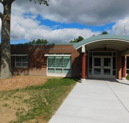 entrance of the elementary school from the outside of the building