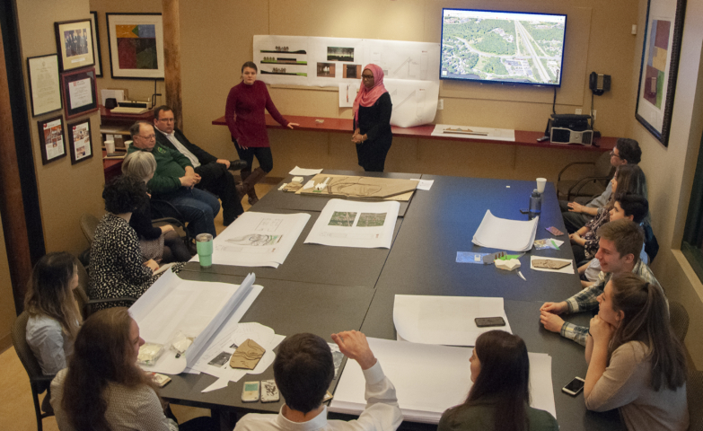 students present work to LPA|A architects