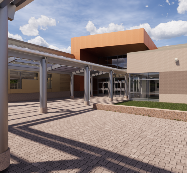 rendering of he exterior of the beal elementary school