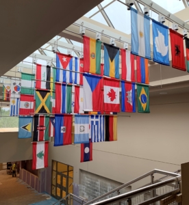 flags in the lobby