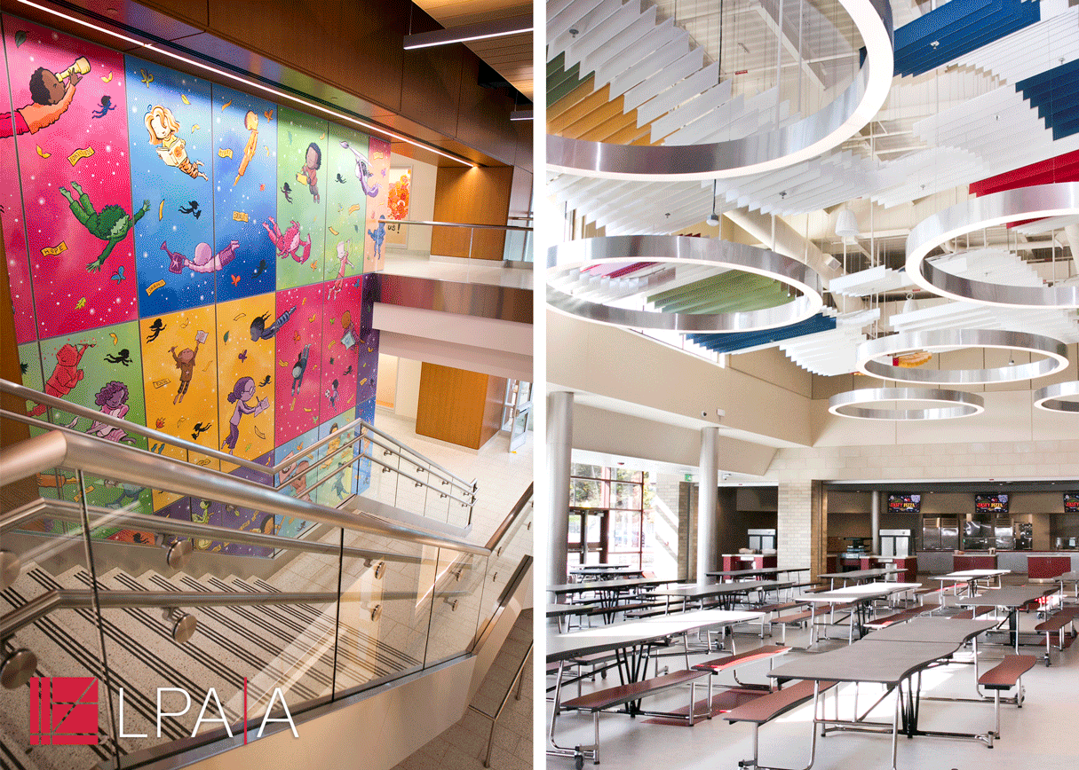 rotating images of the beal elementary and south high schools from their dedication ceremonies