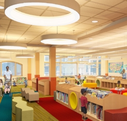 interior rendering of the westborough public library children's area