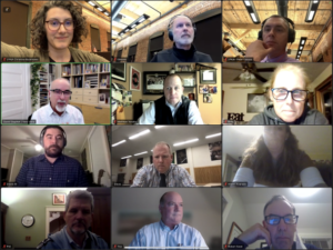 Twelve people participating in a visioning session on Zoom