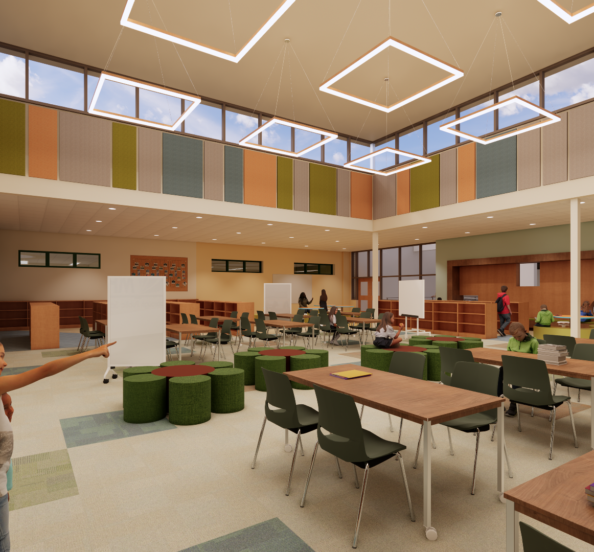 colorful rendering of the richer elementary media center