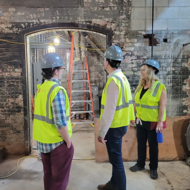 Took an office field trip last week to walk through the construction of @creativehubwoo's renovation to their historic building on Ionic Ave. We can't wait to see the finished product in just a few short months!